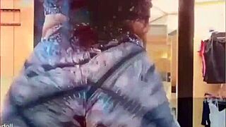 thick ebony ass in leggings bounces softer than waterbed