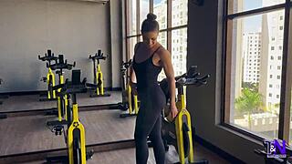 All day gym teasing from this latina fitness babe ends bent over with creampie in bedroom