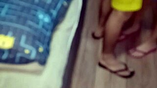 Cute teen gives first Spanish blowjob and takes massive cumshot on big natural tits