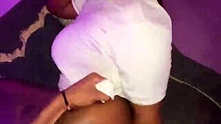 Petite Ebony Teen's Tight Pussy Stretched by Big Black Cock Deepthroat Rough