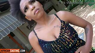 Busty black milf endures rough POV pounding at casting
