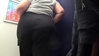 Voyeur Cam Catches Curvy Milf's Big Ass In Satin Panties