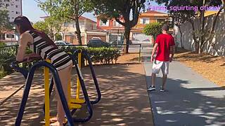 Wife Teases Public Park in Tight Miniskirt