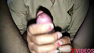 Siswi SMA strokes friend's throbbing cock to explosive cumshot