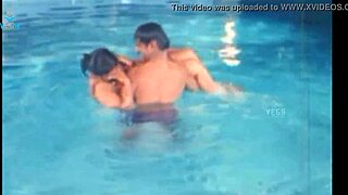 Unmarried Hot Couple's Bedroom Tease Turns Into Poolside Tit Play!
