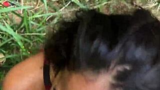 novinha horny for outdoor fuck rides cock deep in the wild