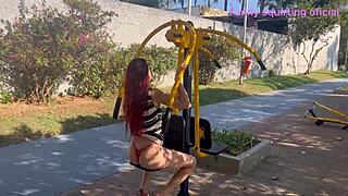 Wife Teases Public Park in Tight Miniskirt