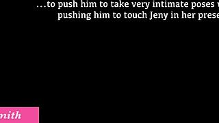 her husband watches her tease in stockings backstage