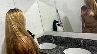 hidden cam catches cute brazilian teen fingering wet pussy in school bathroom