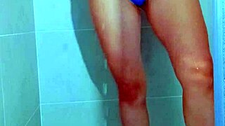 hey brazilian college beauty, show us that wet thong tease in the shower