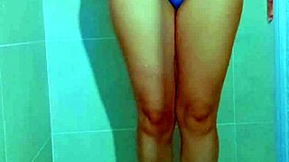 hey brazilian college beauty, show us that wet thong tease in the shower