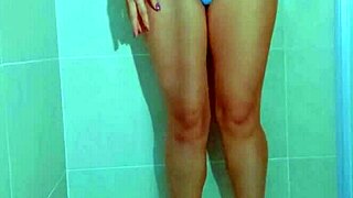 hey brazilian college beauty, show us that wet thong tease in the shower