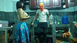 flaccid big cock grows hard jerking in kitchen 🍆😏