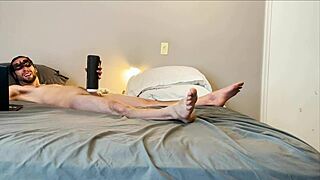 Feet on Monster Cock Machine Sucking Stroking to Orgasm!