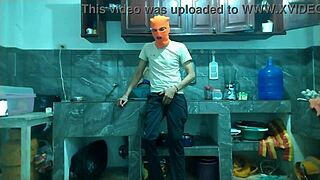 flaccid big cock grows hard jerking in kitchen 🍆😏