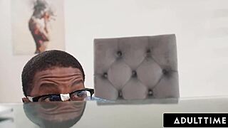 stella luxx catches nerd under desk riding big black cock then joins sloppy deepthroat doggystyle