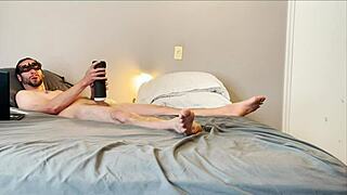 Feet on Monster Cock Machine Sucking Stroking to Orgasm!