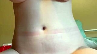 18yo pale blonde stuffs panties with huge natural tits and cums hard soaking them