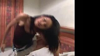 Thai Ladyboy Dances in Jeans Skirt Revealing Big Tits for Cock Ride!