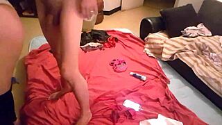 horny french slut fucked doggystyle in tight blue satin dress