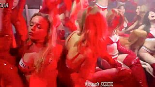 European vixen x strips thongs in ripped clothes dance