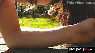 alexandra belle the acrobatic brunette babe in the woods