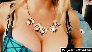 vicky vette blonde casually slurps and milks huge cock with wet lips and tongue