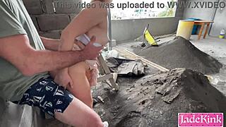 kinky exhibitionist couple flashes tits and fucks hard outdoors in public