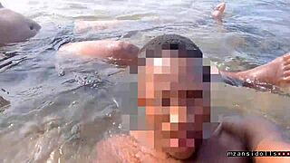 Skinny Ebony Couple's Tight Pussy Beach Fuck: Vacation Dripping Wet?