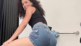 Barely Legal Jasmin Rips Clothes in Wild Store Cabin Strip