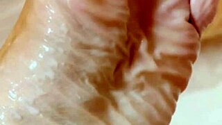 bound babe endures blowbang bondage with foot licking and cum swapping frenzy