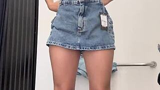 Barely Legal Jasmin Rips Clothes in Wild Store Cabin Strip