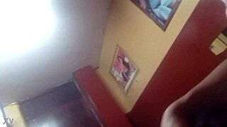 Emo chica drops to knees sucking hard on thick verga meat