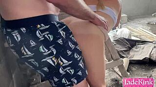 kinky exhibitionist couple flashes tits and fucks hard outdoors in public