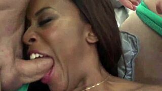 ebony housewife teases four big cocks at once