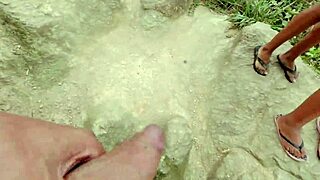 Skinny ninfeta carioca caught fucking couple outdoors