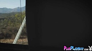 Amazing big tits teen Skye Blue strips naked outdoors posing sexy for playboy