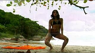 she kneels sucking big cock in water then lowers for interracial assfucking right?