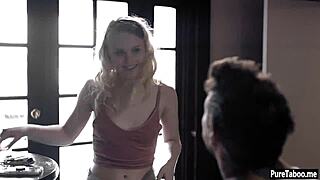 Old guy pops nervous tiny blonde teen's virgin cherry with big cock