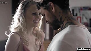 Old guy pops nervous tiny blonde teen's virgin cherry with big cock