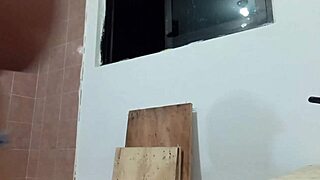 chubby wife flashes her fat tits while cooking in kitchen