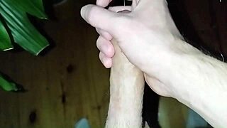 this young guy strokes his huge cock till he cums hard