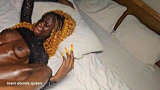 skinny ebony slut takes big black cock doggystyle bent over then rides cowgirl