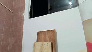 chubby wife flashes her fat tits while cooking in kitchen