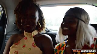 Real ebony lesbians devour clits and squirt from sloppy pussy fingering!