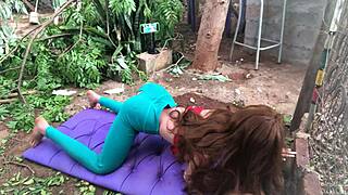 hey, you see this guy stuffing his hand right up her tight sex doll ass outdoors?