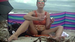 Caribbean beach nudists flash hairy milf on cuckold vacation with black lover