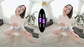 brunette teen dances wildly shaking ass until explosive orgasm hits