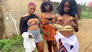 Real ebony lesbians devour clits and squirt from sloppy pussy fingering!