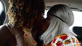 Real ebony lesbians devour clits and squirt from sloppy pussy fingering!